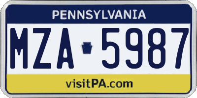 PA license plate MZA5987