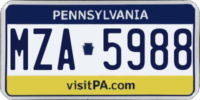 PA license plate MZA5988