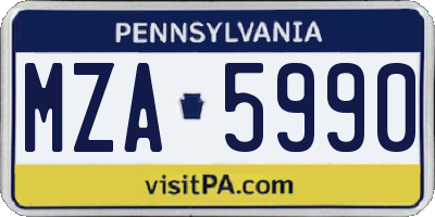 PA license plate MZA5990