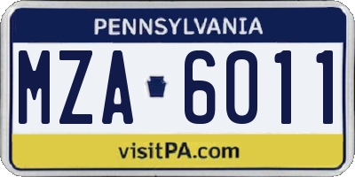 PA license plate MZA6011