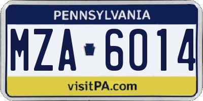 PA license plate MZA6014