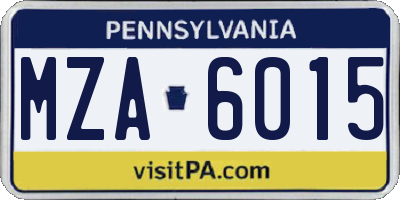 PA license plate MZA6015