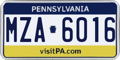PA license plate MZA6016
