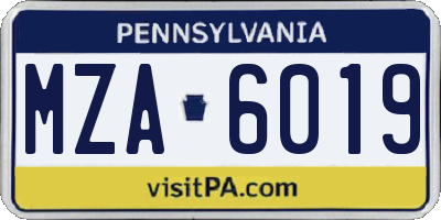 PA license plate MZA6019
