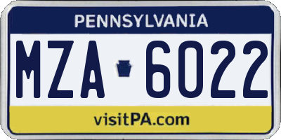 PA license plate MZA6022
