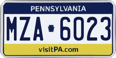 PA license plate MZA6023
