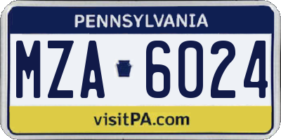PA license plate MZA6024