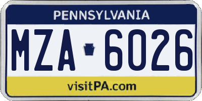 PA license plate MZA6026