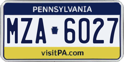 PA license plate MZA6027