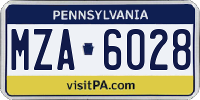 PA license plate MZA6028