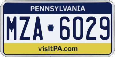 PA license plate MZA6029