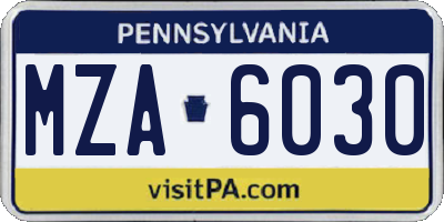 PA license plate MZA6030