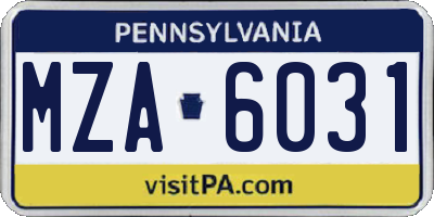 PA license plate MZA6031