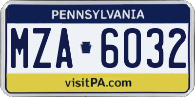 PA license plate MZA6032