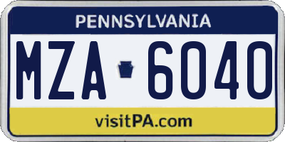 PA license plate MZA6040