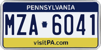 PA license plate MZA6041