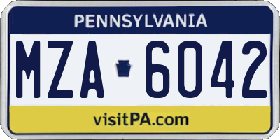 PA license plate MZA6042
