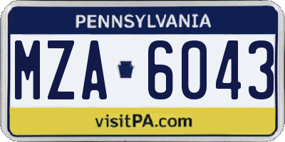 PA license plate MZA6043