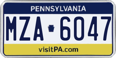 PA license plate MZA6047