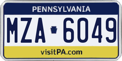 PA license plate MZA6049