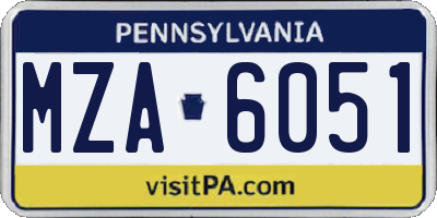 PA license plate MZA6051