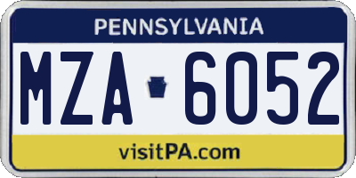 PA license plate MZA6052