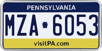 PA license plate MZA6053