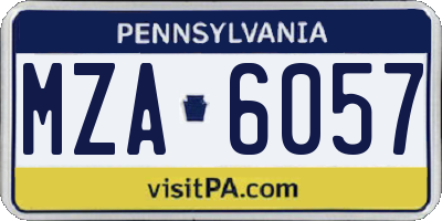 PA license plate MZA6057