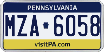 PA license plate MZA6058