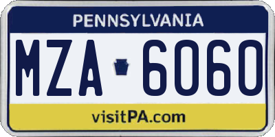 PA license plate MZA6060