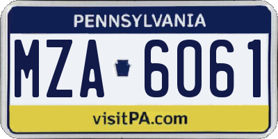 PA license plate MZA6061