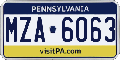 PA license plate MZA6063