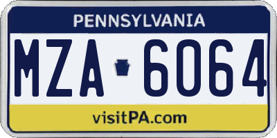 PA license plate MZA6064