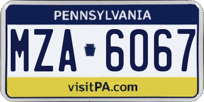 PA license plate MZA6067
