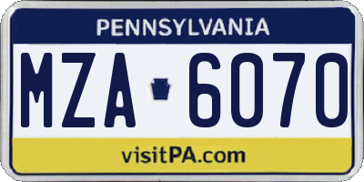 PA license plate MZA6070