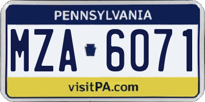 PA license plate MZA6071
