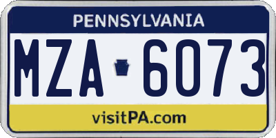 PA license plate MZA6073