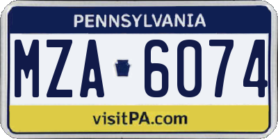 PA license plate MZA6074
