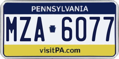 PA license plate MZA6077