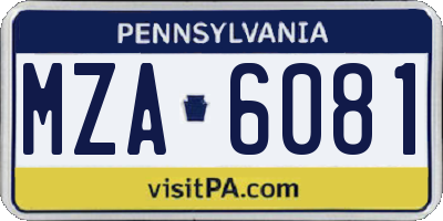 PA license plate MZA6081