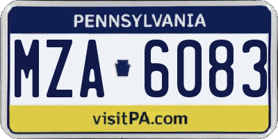 PA license plate MZA6083