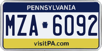 PA license plate MZA6092