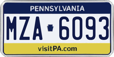 PA license plate MZA6093