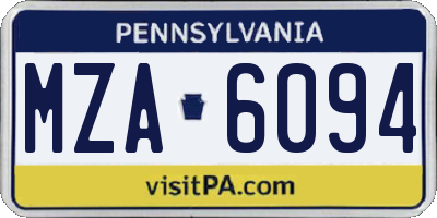 PA license plate MZA6094