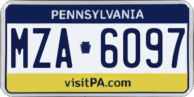 PA license plate MZA6097