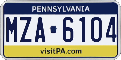PA license plate MZA6104