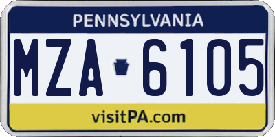 PA license plate MZA6105