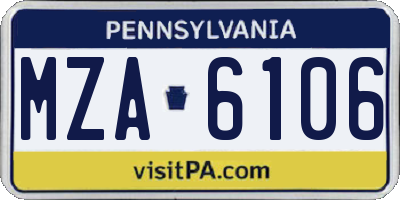 PA license plate MZA6106