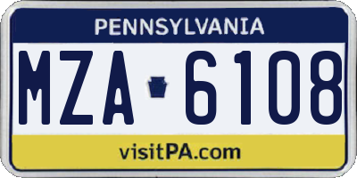 PA license plate MZA6108