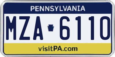 PA license plate MZA6110